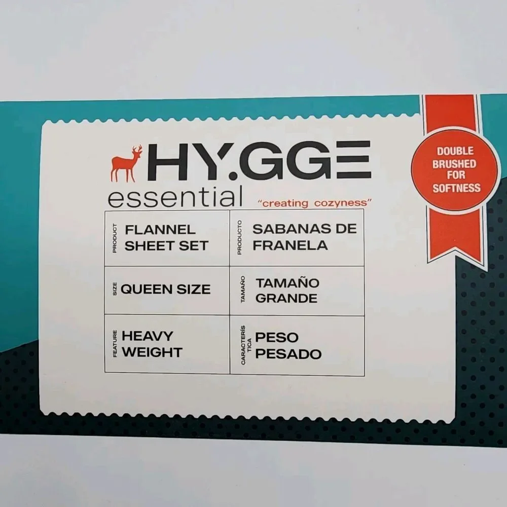 HYGGE Essential Heavy‎ Weight Cotton Flannel Sheet Set Queen Size 4pc Ivory